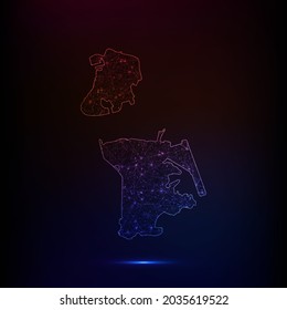 Abstract polygon map - Vector illustration low poly color Macau map on dark background. Vector illustration EPS 10.