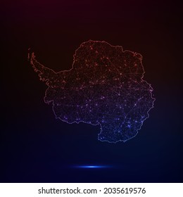 Abstract polygon map - Vector illustration low poly color Antarctica Continent map on dark background. Vector illustration EPS 10.