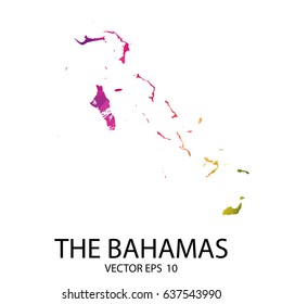 Abstract Polygon Map - Vector illustration Low Poly Color Rainbow The Bahamas map of isolated. Vector Eps 10.