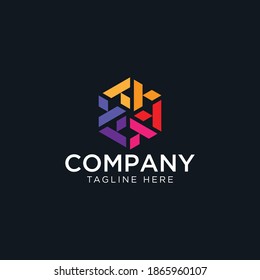 Abstract polygon media logo design