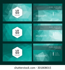 abstract polygon name card vector set
