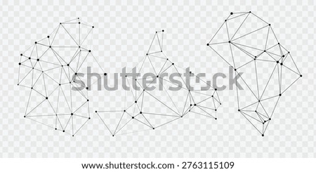 Abstract polygon network with dots and connecting lines isolated