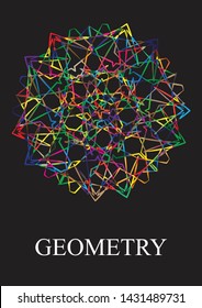 Abstract polygon on a black background. Multicolored polygon. Vector illustration.