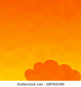 Abstract polygon orange background with cloud. Pattern composed of triangles.