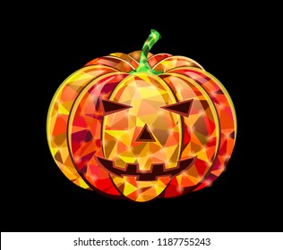 Abstract polygon pumpkin for Halloween.Vector illustration.