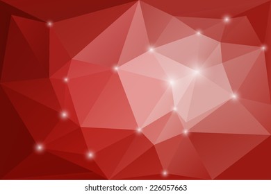Abstract polygon red color background, vector.