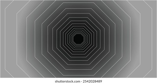Abstract polygon transform effect line. Technology, science, gaming background. Black and white. Monochrome. Banner, wallpaper.  Vector illustration