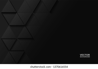 Abstract. Polygon triangle black background, light and shadow .Vector.