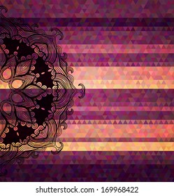 Abstract polygon vector background with beautiful lace stylized arabesque