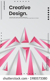 Abstract Polygon Vector Background. Polygonal Geometric Triangles with pink and white colors. vector abstract gradient illustrations, backgrounds for the cover of magazines, Banner, Poster.