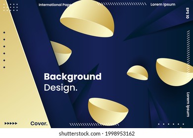 Abstract Polygon Vector Background. Polygonal Geometric Triangles with Gold and dark blue colors. backgrounds for the cover of magazines about dreams, Banner, design and space, fancy, Cover, Poster