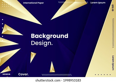 Abstract Polygon Vector Background. Polygonal Geometric Triangles with Gold and dark blue colors. backgrounds for the cover of magazines about dreams, Banner, design and space, fancy, Cover, Poster