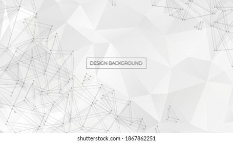 Abstract Polygon white gray for Vintage background. Vector black abstract particles on white polygonal background. Geometric connected abstract background
