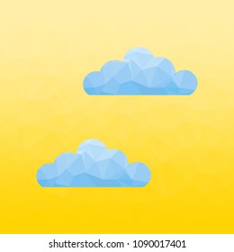 Abstract polygon yellow background with cloud. Pattern composed of triangles.