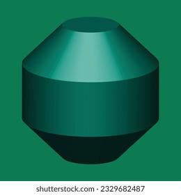 Abstract polygonal 3d shaped element icon on a green background