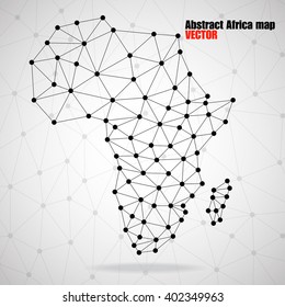 Abstract Polygonal Africa Map With  Dots And Lines, Network Connections, Vector Illustration