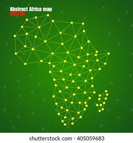 Abstract polygonal Africa map with  dots and lines, network connections, vector illustration