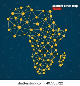 Abstract Polygonal Africa Map With  Dots And Lines, Network Connections, Vector Illustration