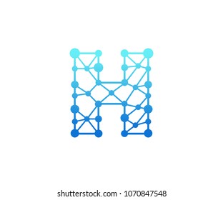 Abstract Polygonal Alphabet, Technology, Logo, Simple, Modern, Futuristic, Vector Design Element, With Blue Gradation Color and Clear White Background.