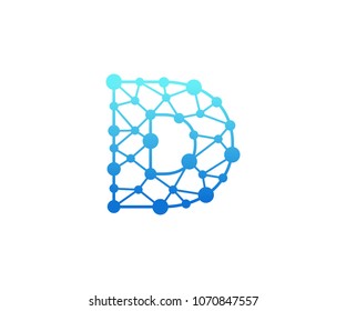 Abstract Polygonal Alphabet, Technology, Logo, Simple, Modern, Futuristic, Vector Design Element, With Blue Gradation Color and Clear White Background.