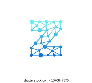 Abstract Polygonal Alphabet, Technology, Logo, Simple, Modern, Futuristic, Vector Design Element, With Blue Gradation Color and Clear White Background.