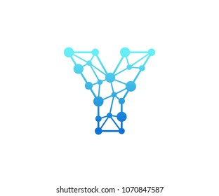 Abstract Polygonal Alphabet, Technology, Logo, Simple, Modern, Futuristic, Vector Design Element, With Blue Gradation Color and Clear White Background.