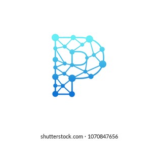 Abstract Polygonal Alphabet, Technology, Logo, Simple, Modern, Futuristic, Vector Design Element, With Blue Gradation Color and Clear White Background.