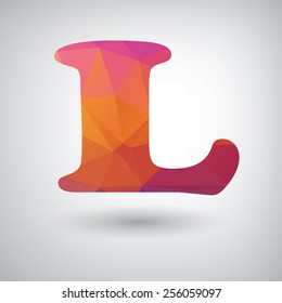 Abstract polygonal alphabet,colorful L  letters,eps 10