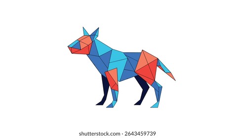 Abstract Polygonal Animal Art Illustration Graphic Design in Blue and Red Color Palette Style