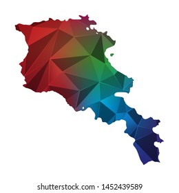 Abstract polygonal Armenia map. Vector low poly color rainbow map geometric shape texture. Vector illustration.