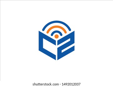 Abstract polygonal AZ Logo, AZ letter logo, polygonal AZ with WiFi Logo sing and Symbol