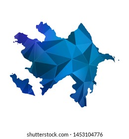 Abstract polygonal Azerbaijan map. Vector low poly color blue map geometric shape texture. Vector illustration.