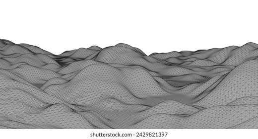 Abstract polygonal  background. 3d landscape wireframe isolated. Futuristic sci-fi  style. Banner, poster, cover for technology style. Vector illustration.