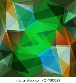 Abstract polygonal background with brown and green triangles. EPS-10