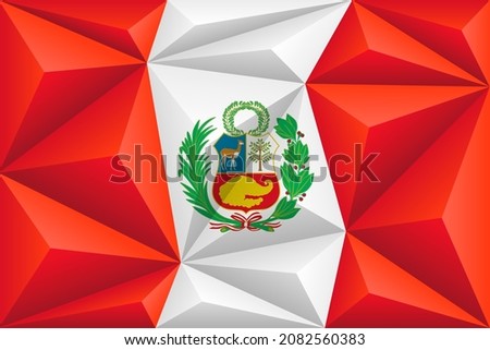 Abstract polygonal background with colorful red and white stripes of the Peruvian flag. Polygonal flag of Peru. Vector illustration.