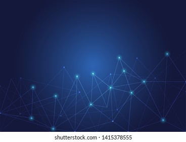 Abstract polygonal background with connected dots and lines.concept of digital Internet connection technology,abstract sense of science and technology.Vector illustration eps 10.