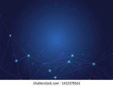 Abstract polygonal background with connected dots and lines.concept of digital Internet connection technology,abstract sense of science and technology.Vector illustration eps 10.