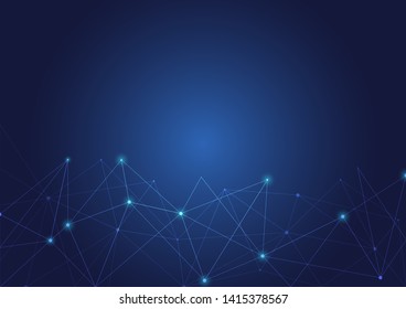 Abstract polygonal background with connected dots and lines.concept of digital Internet connection technology,abstract sense of science and technology.Vector illustration eps 10.