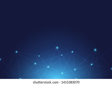 Abstract polygonal background with connected dots and lines.concept of digital Internet connection technology,abstract sense of science and technology.Vector illustration eps 10.