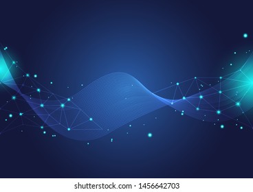 Abstract polygonal background with connected dots and lines.concept of digital Internet connection technology,abstract sense of science and technology.Vector illustration eps 10.