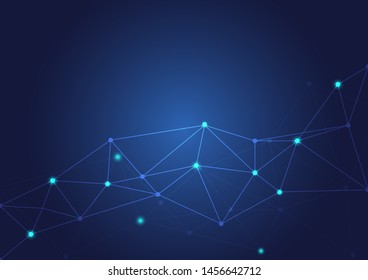 Abstract polygonal background with connected dots and lines.concept of digital Internet connection technology,abstract sense of science and technology.Vector illustration eps 10.