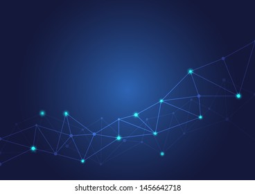 Abstract polygonal background with connected dots and lines.concept of digital Internet connection technology,abstract sense of science and technology.Vector illustration eps 10.