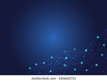 Abstract polygonal background with connected dots and lines.concept of digital Internet connection technology,abstract sense of science and technology.Vector illustration eps 10.