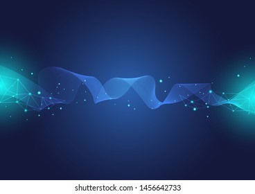 Abstract polygonal background with connected dots and lines.concept of digital Internet connection technology,abstract sense of science and technology.Vector illustration eps 10.