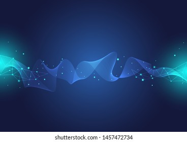 Abstract polygonal background with connected dots and lines concept of digital Internet connection technology, abstract sense of science and technology. Vector illustration eps 10.