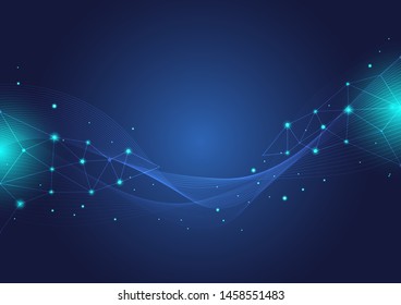 Abstract polygonal background with connected dots and lines. concept of digital Internet connection technology, abstract sense of science and technology. Vector illustration eps 10.