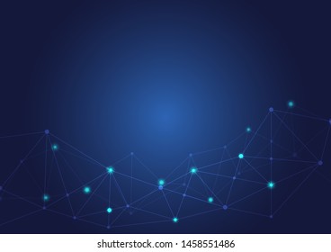 Abstract polygonal background with connected dots and lines. concept of digital Internet connection technology, abstract sense of science and technology. Vector illustration eps 10.