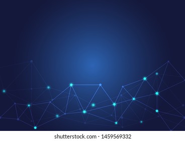 Abstract polygonal background with connected dots and lines.concept of digital Internet connection technology,abstract sense of science and technology.Vector illustration eps 10.