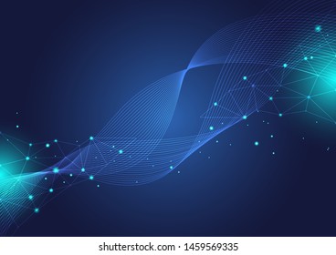 Abstract polygonal background with connected dots and lines.concept of digital Internet connection technology,abstract sense of science and technology.Vector illustration eps 10.