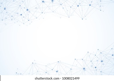 Fondo polígonal abstracto con líneas y puntos conectados. Patrón geométrico minimalista. Estructura molécula y comunicación. Fondo del plexo gráfico. Concepto de ciencia, medicina y tecnología